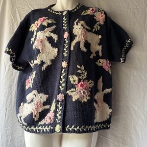 Vintage Belle point short sleeve knitted cardigan sweater